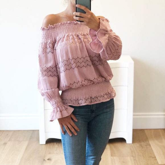 NEW ORLEANS Pink Off Shoulder Ruffle Top - Picture 5 of 8